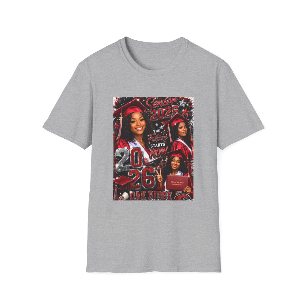 Senior 2026 Graduation T-Shirt — "The Future Starts Now" Cap & Gown Design