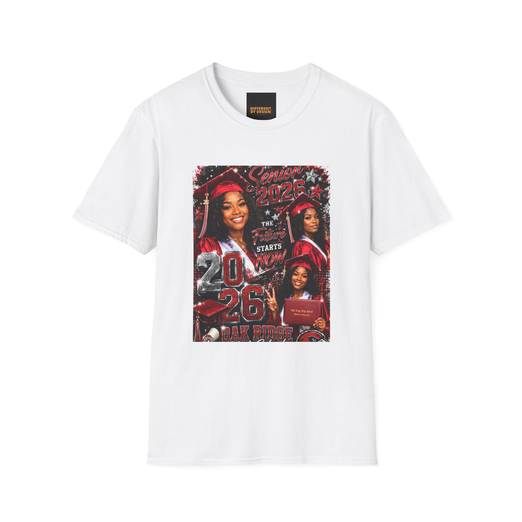 Senior 2026 Graduation T-Shirt — "The Future Starts Now" Cap & Gown Design