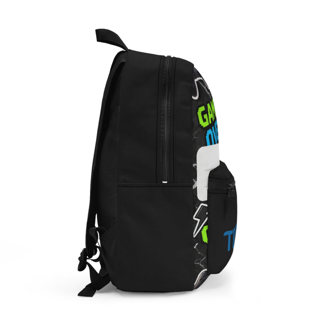 Gaming Backpack — Personalized "Game Over" Gamer Kids School Bag (Name: Trevor)