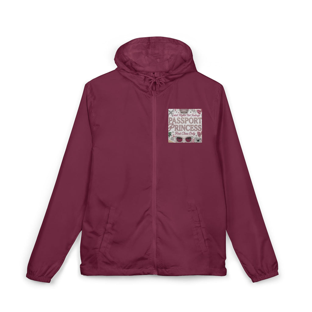 Windbreaker Jacket — "Passport Princess" Travel Graphic — First Class Travel Windbreaker
