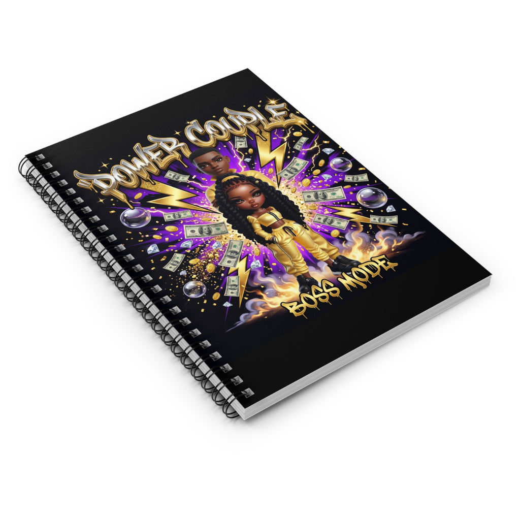 Power Couple Boss Mode Spiral Notebook – Afrocentric Motivational Journal