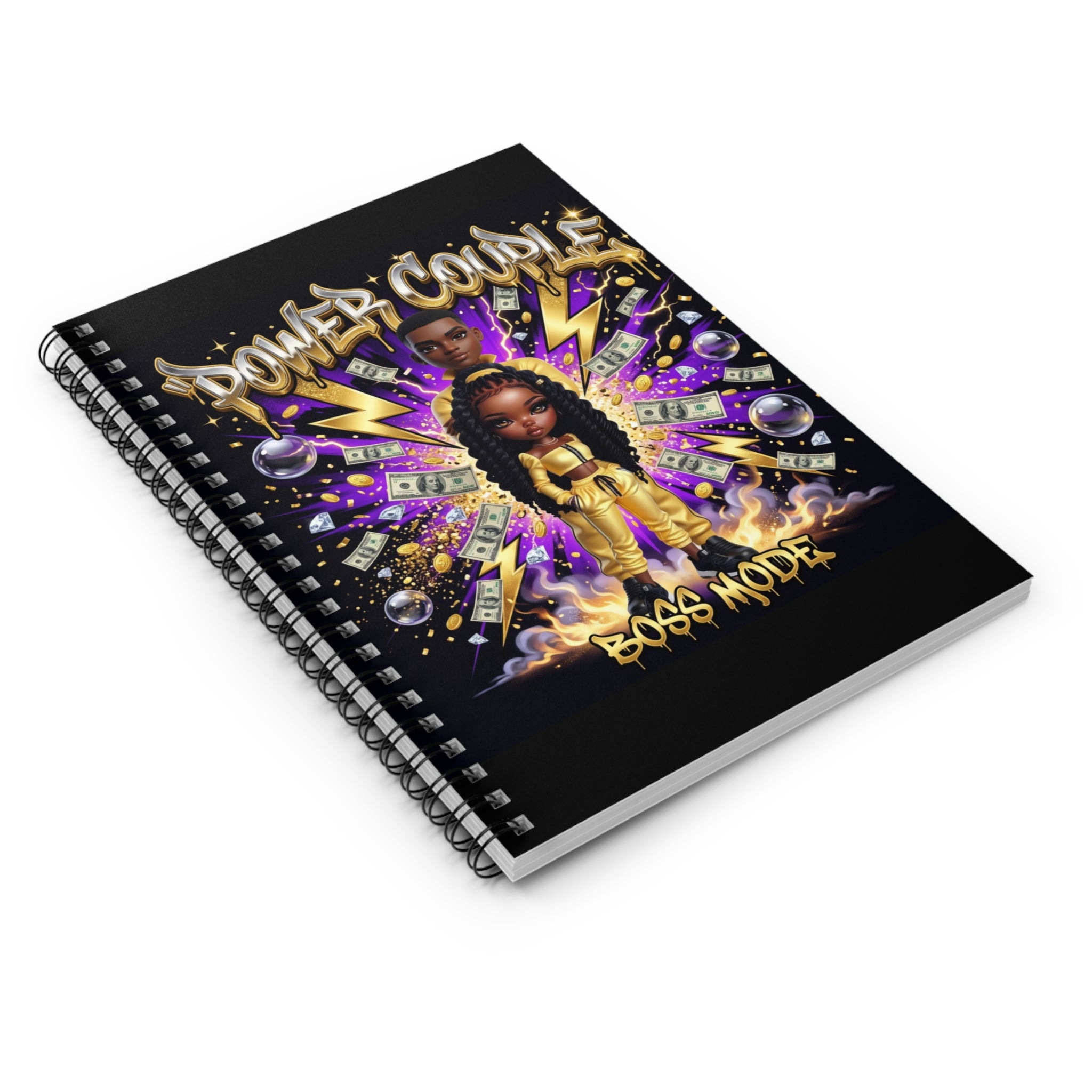 Power Couple Boss Mode Spiral Notebook – Afrocentric Motivational Journal