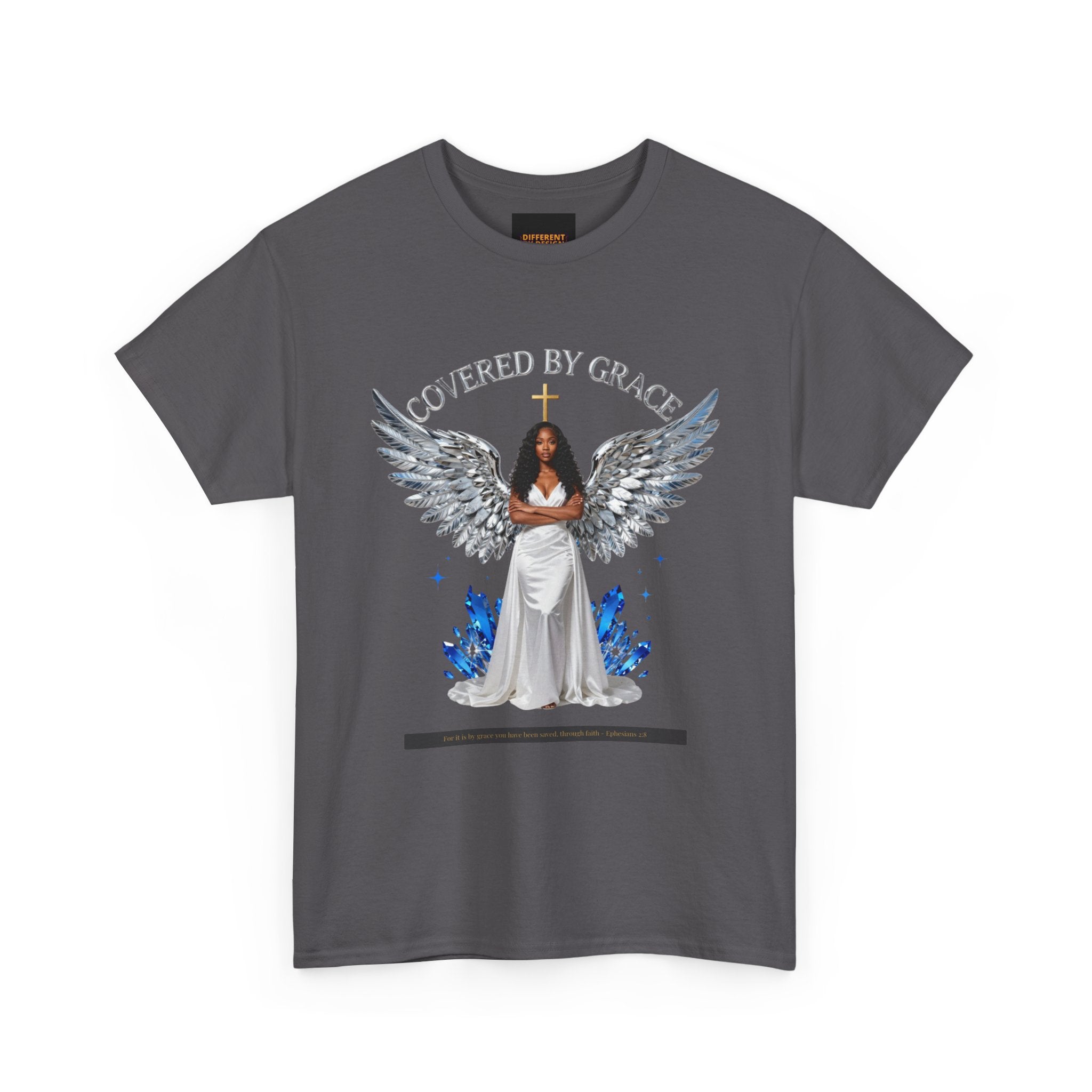 Covered by Grace Angel Tee — Christian Inspirational Women’s T-Shirt