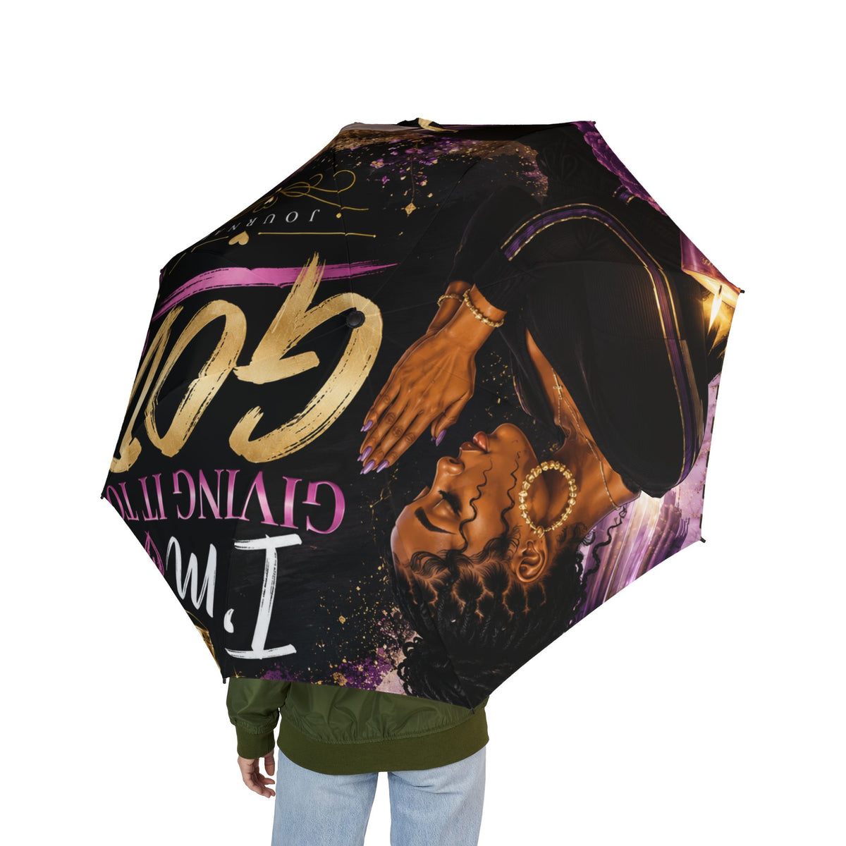 Foldable Umbrella — "I'm Giving It to God" Inspirational Rain Umbrella