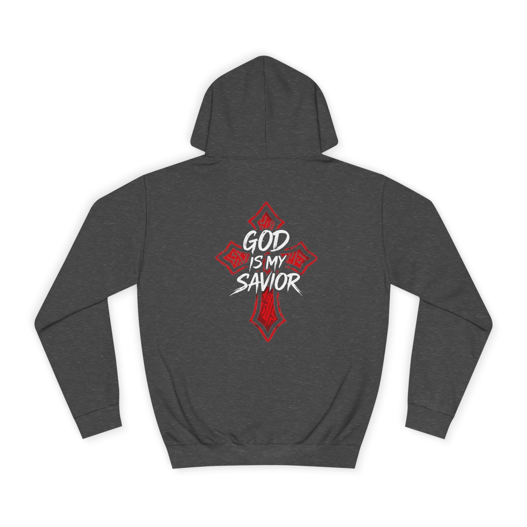 College Cross Hoodie — Minimal Red Emblem Campus Sweatshirt
