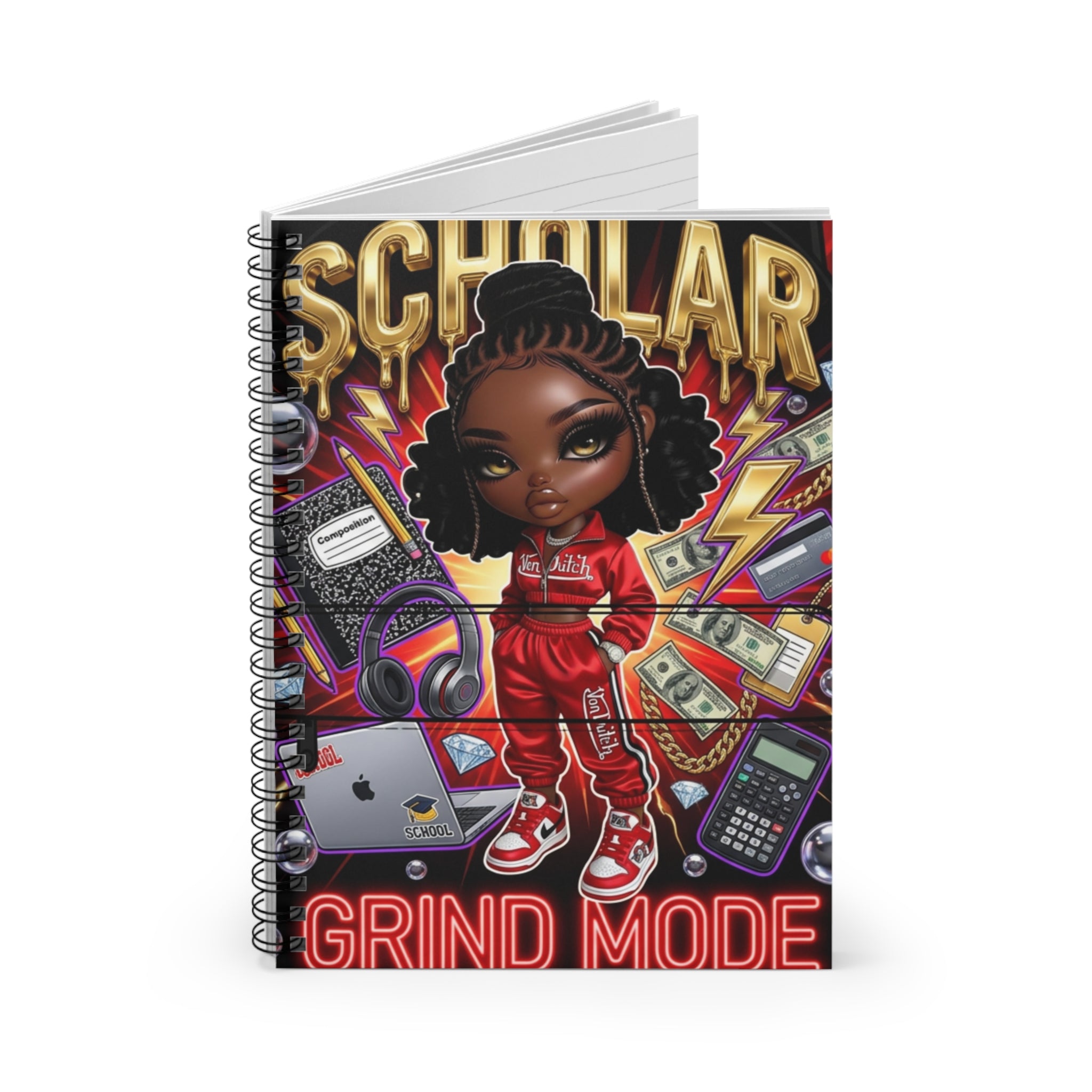 Notebook — Scholar 'Grind Mode' Motivational Spiral Notebook
