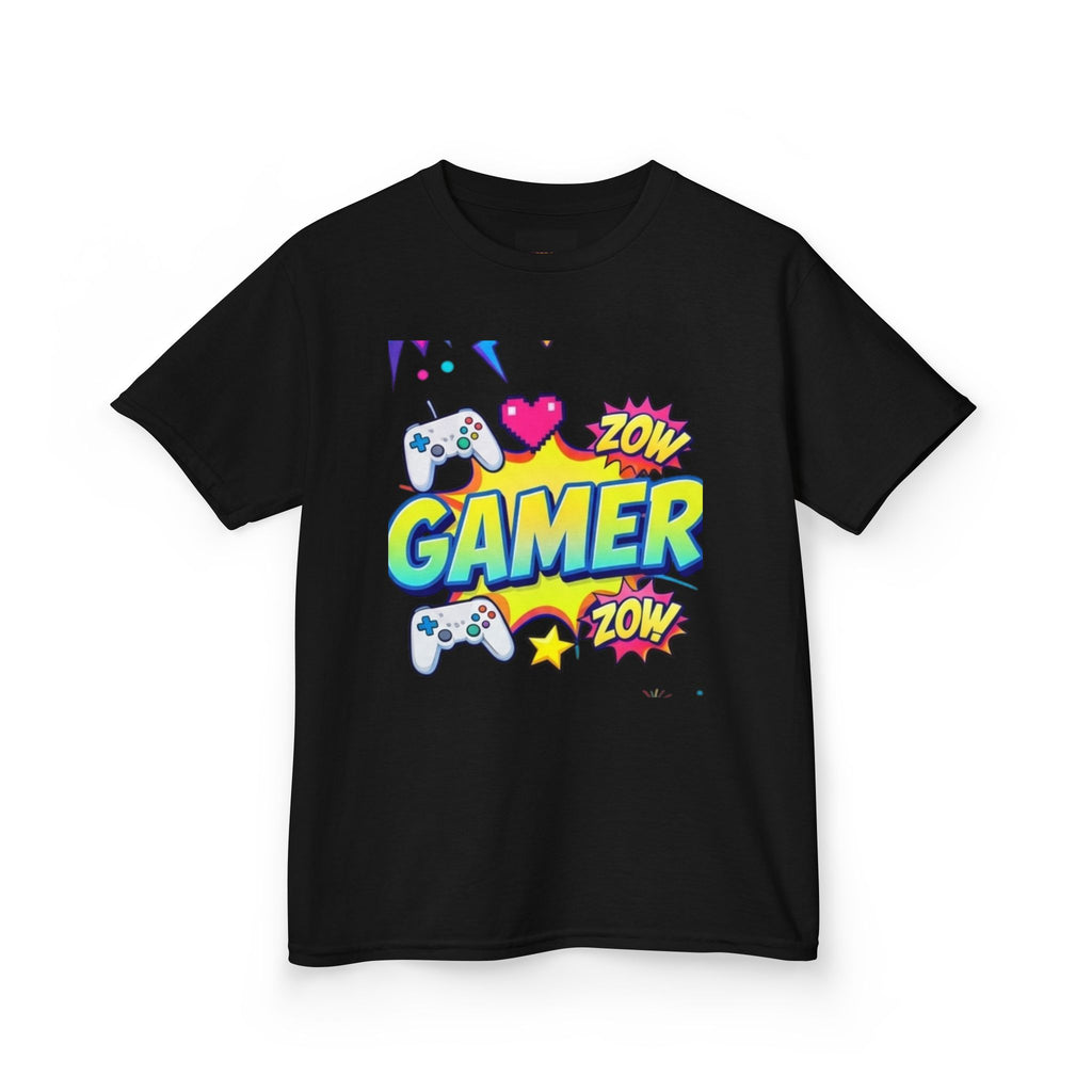 Kids Gamer T‑Shirt — Colorful 'Gamer' Graphic Tee with Controllers