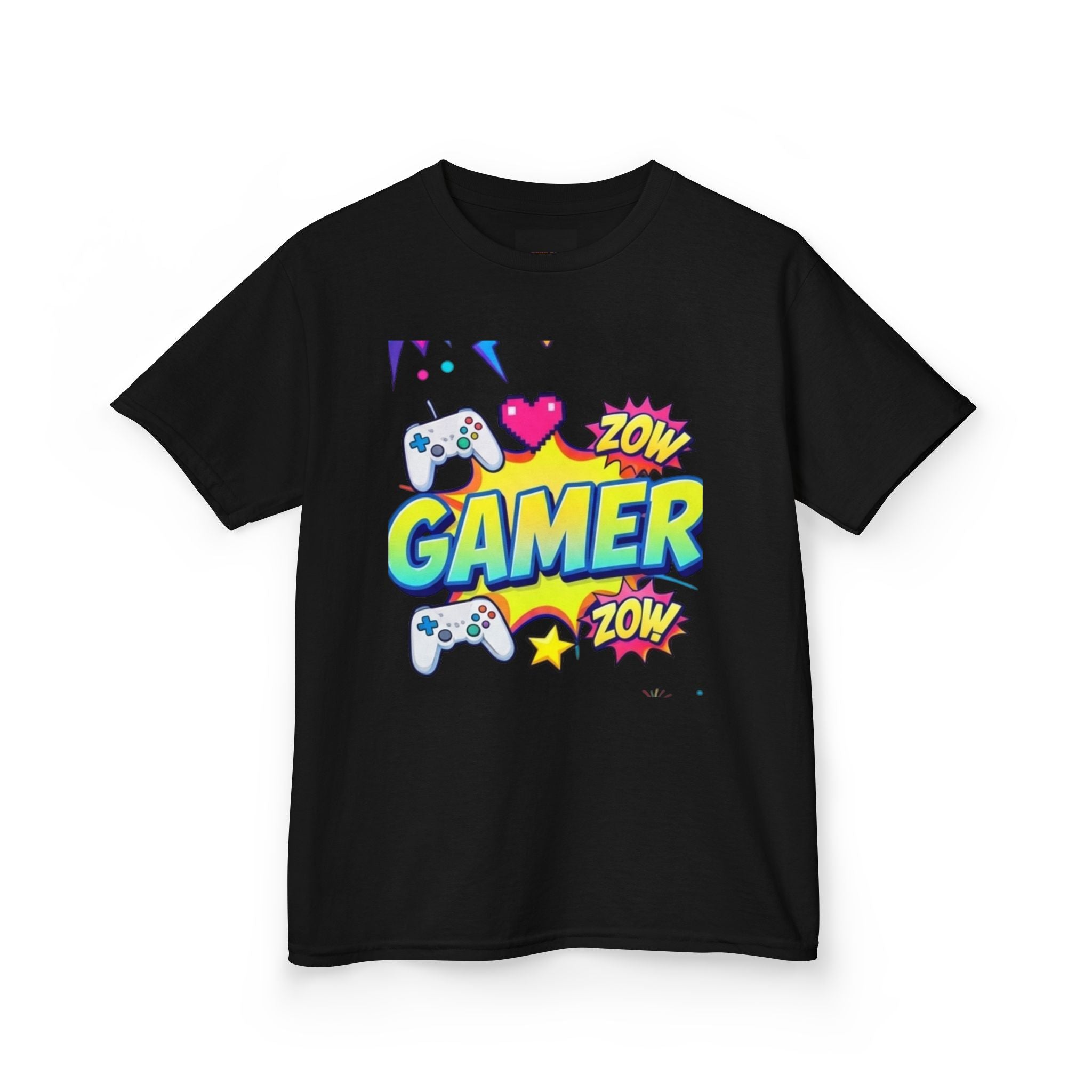 Kids Gamer T‑Shirt — Colorful 'Gamer' Graphic Tee with Controllers
