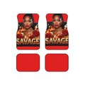Savage Red Car Floor Mats (Set of 4) — Bold Flame & Rose Interior Accent