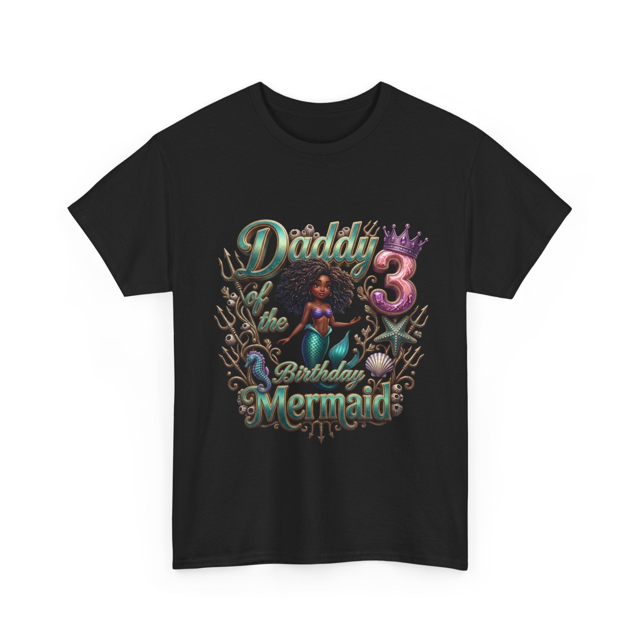 Daddy's 3 Mermaid T-Shirt - Cute Birthday Tee for 3-Year-Old Girls