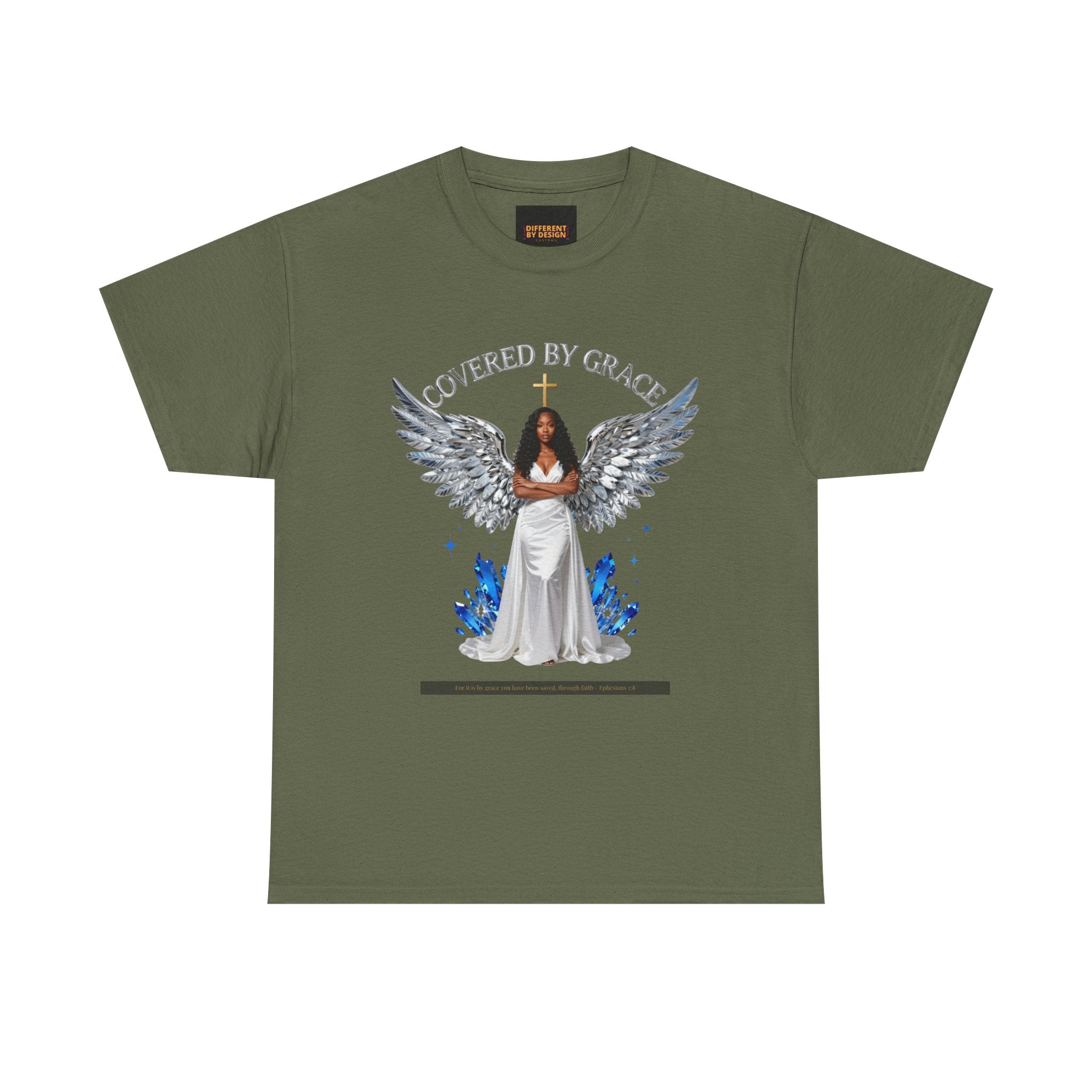 Covered by Grace Angel Tee — Christian Inspirational Women’s T-Shirt
