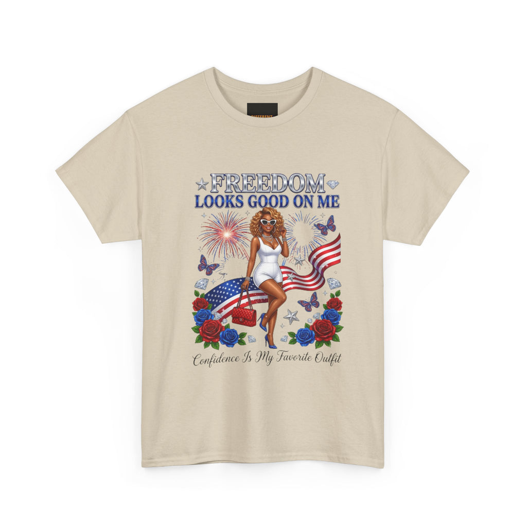Freedom Looks Good On Me Tee — Patriotic 4th of July Graphic Shirt