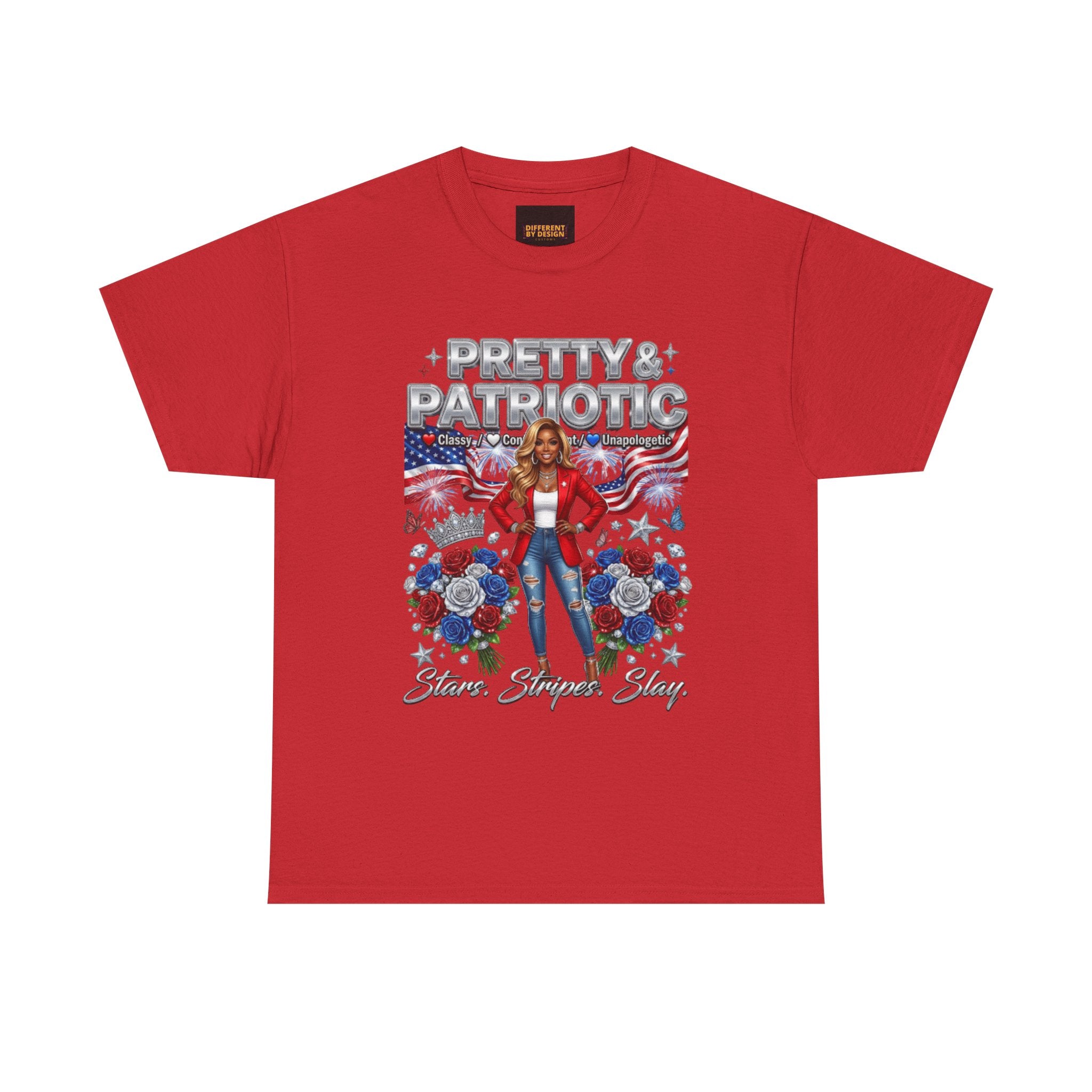 Pretty & Patriotic Tee — "Pretty & Patriotic" Graphic T-Shirt (Fourth of July, USA Pride)