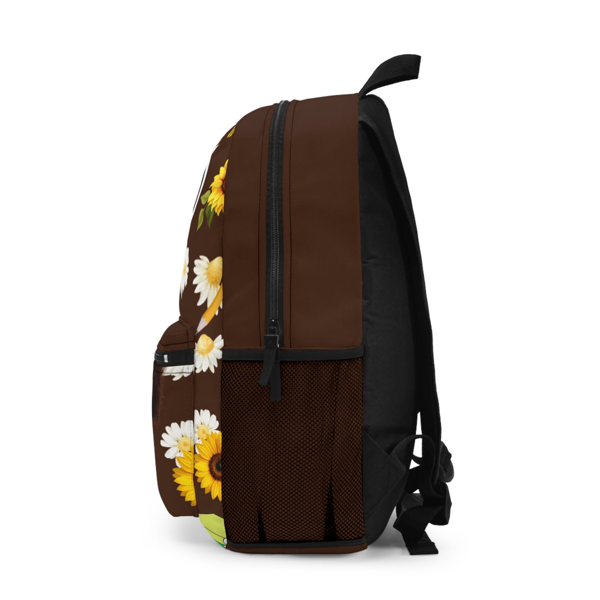 Cute Sunflower Composition Book Backpack — Brown Kids School Bag with Little Girl Design