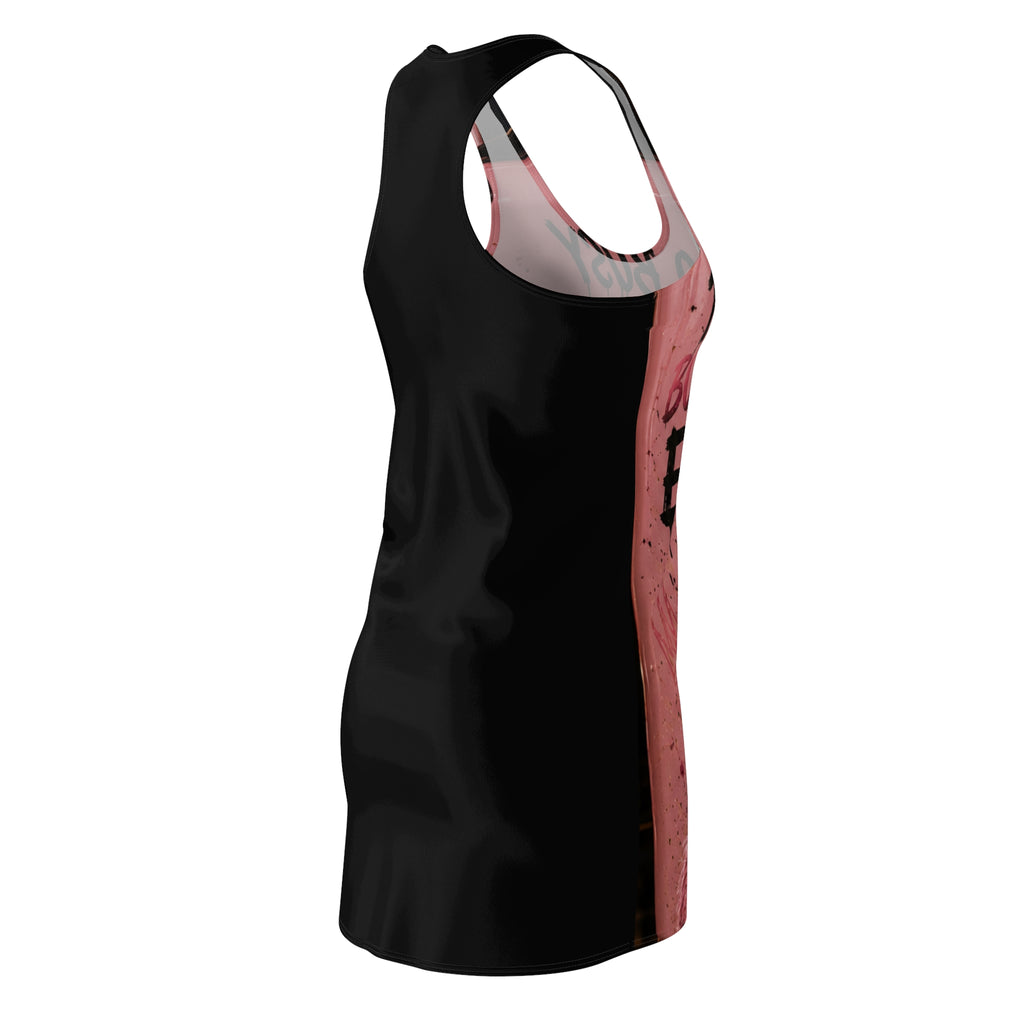 Racerback Dress - "Too Busy Building My Empire" Black Woman Bubblegum Graphic