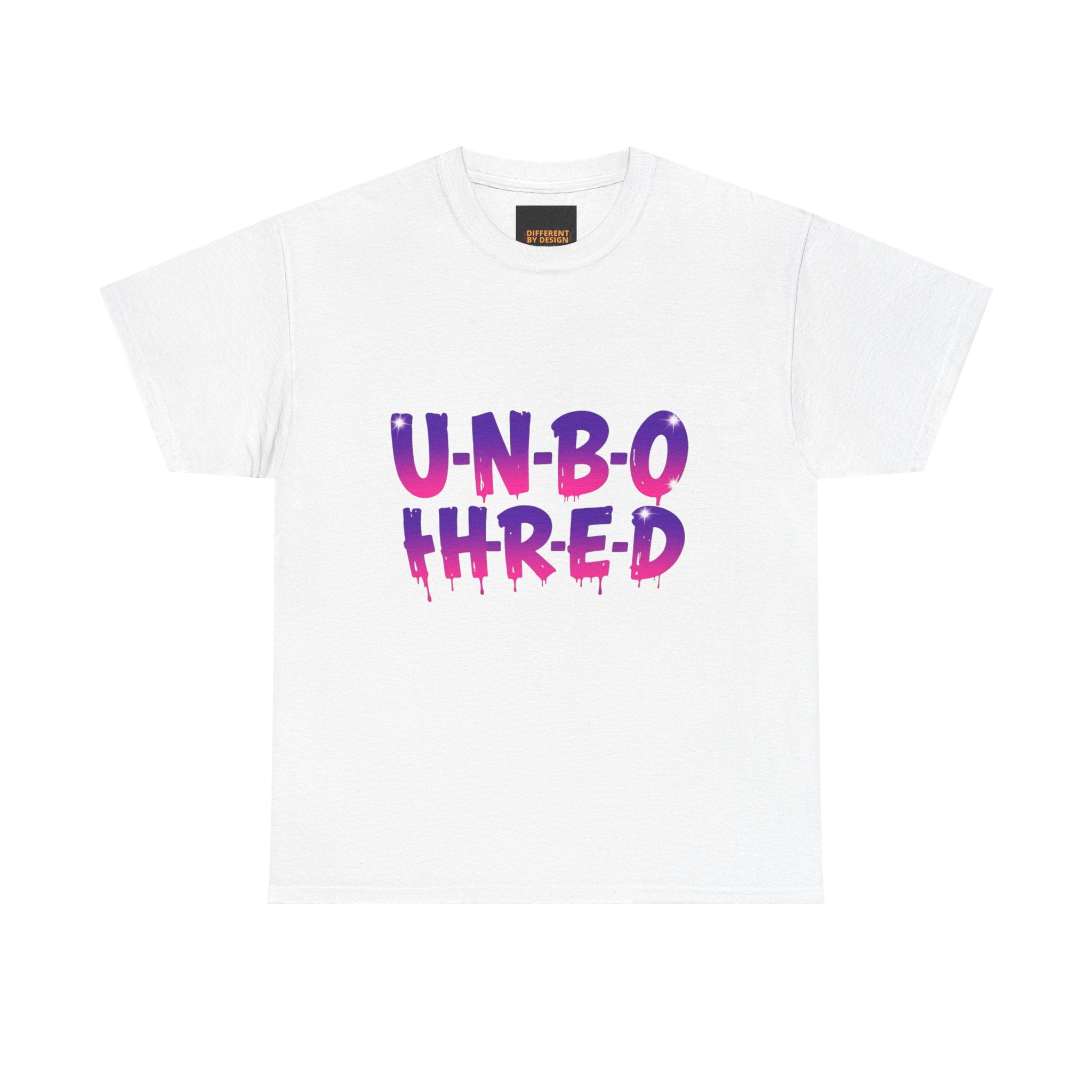 Unbothered Graphic Tee – 'U-N-B-O-T-H-R-E-D' Vibrant Drip Lettering Shirt