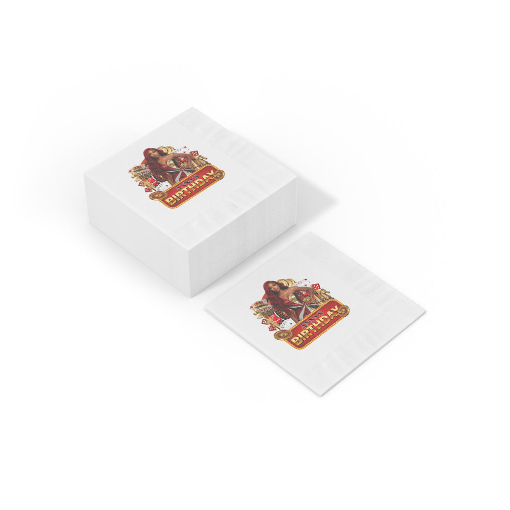 Casino Birthday Napkins — Personalized 'Anna's Birthday' Party Cocktail Napkins