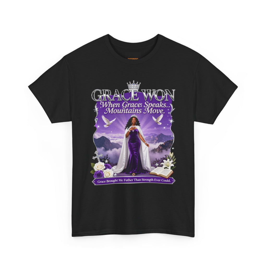 Grace Won 'When Grace Speaks, Mountains Move' Christian T-Shirt — Inspirational Faith Graphic Tee
