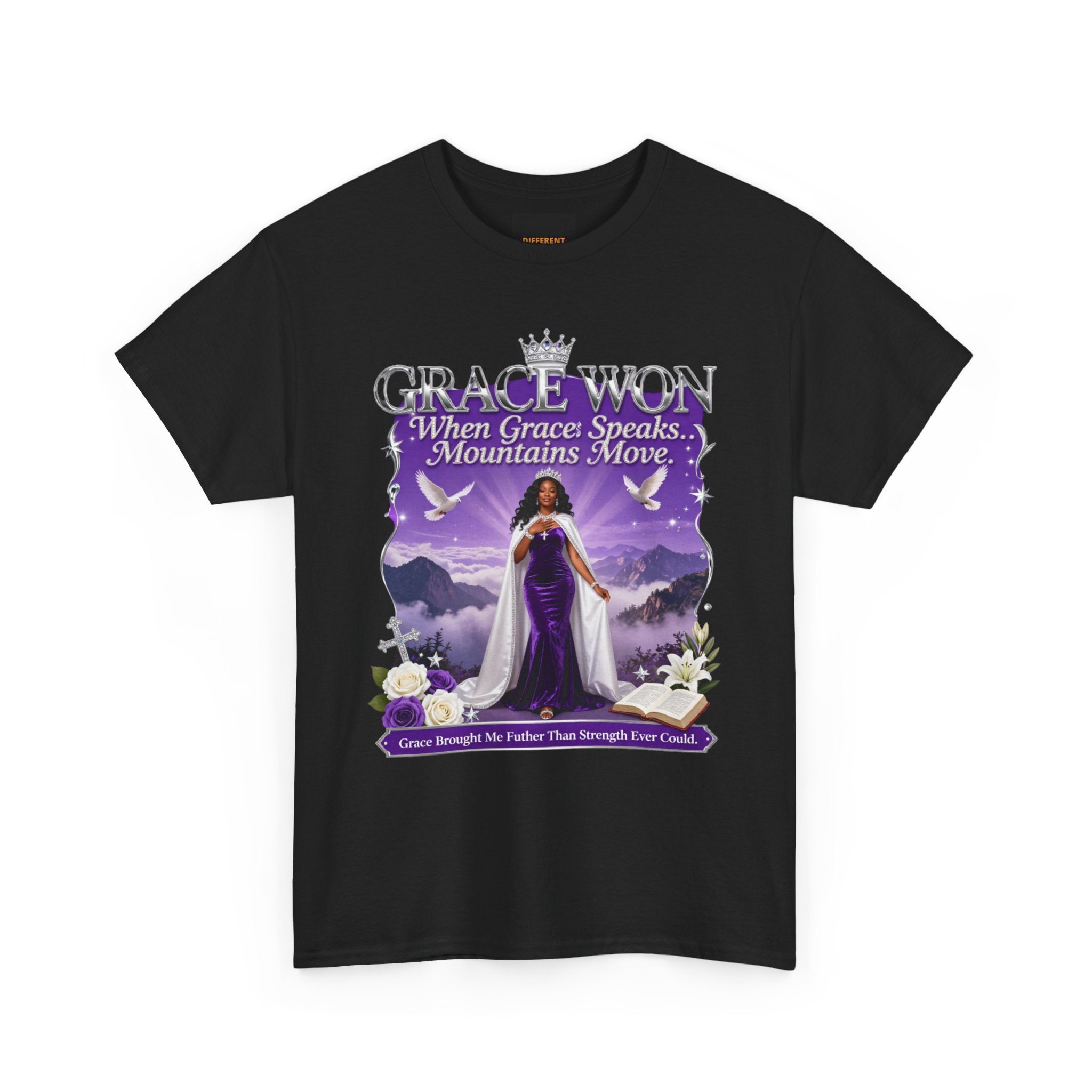 Grace Won 'When Grace Speaks, Mountains Move' Christian T-Shirt — Inspirational Faith Graphic Tee