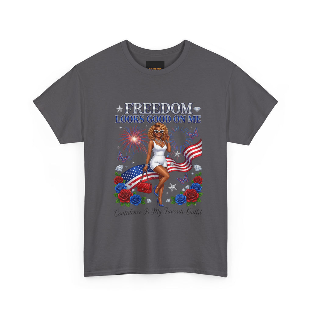 Freedom Looks Good On Me Tee — Patriotic 4th of July Graphic Shirt
