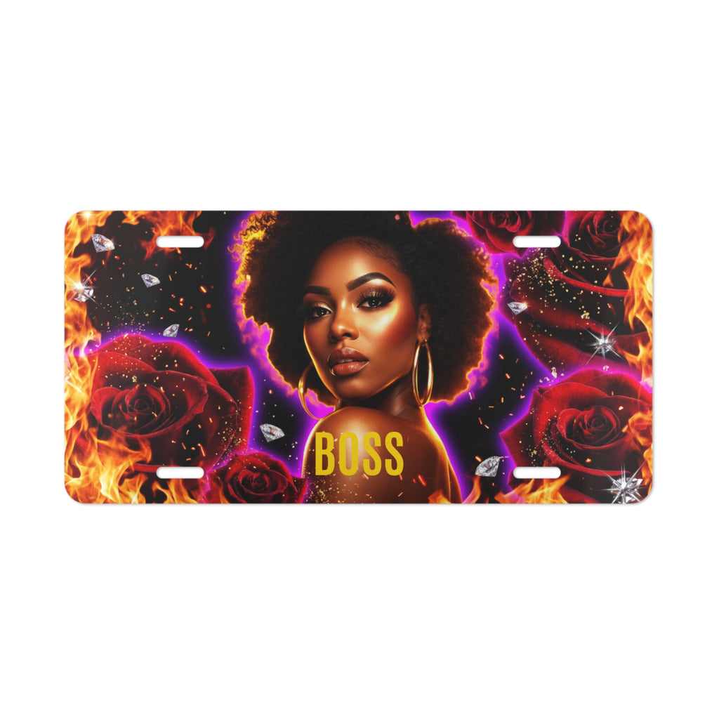 Boss Afro Queen Vanity Plate — Empowered Black Woman License Plate