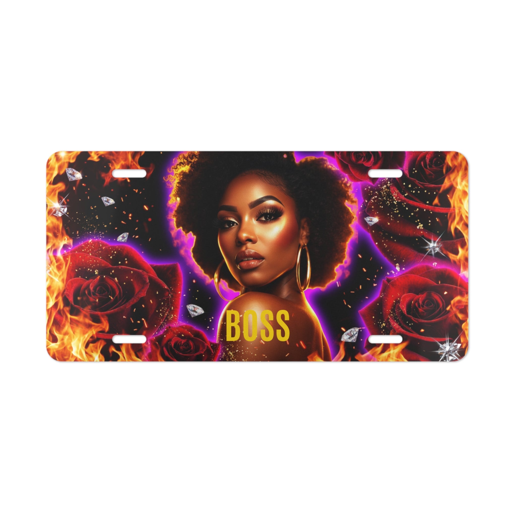 Boss Afro Queen Vanity Plate — Empowered Black Woman License Plate