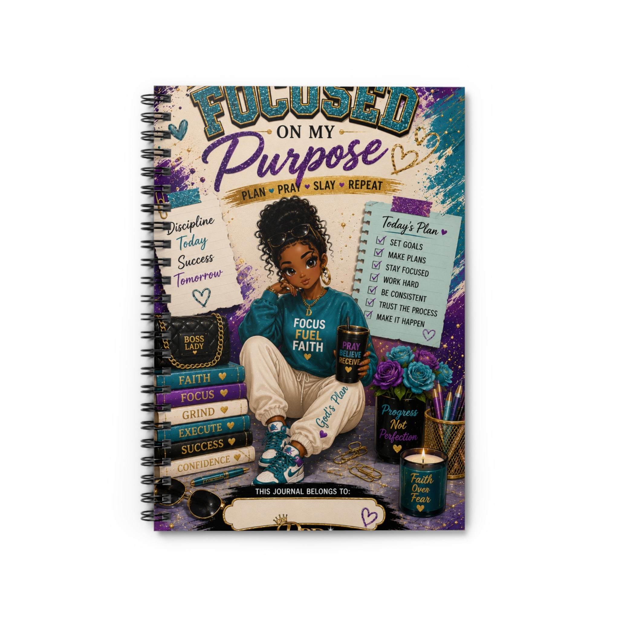 Focused on My Purpose Spiral Notebook — 'Focus Fuel Faith' Ruled Journal for Planning & Motivation