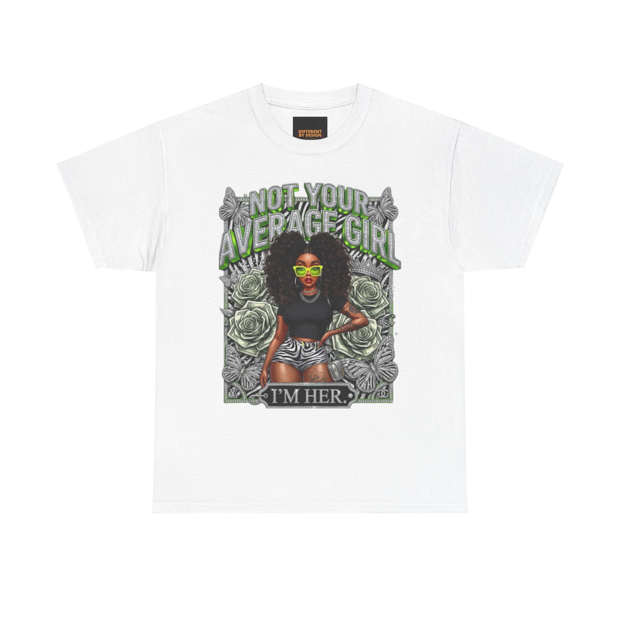 Not Your Average Girl Graphic Tee — "I'm Her" Afrocentric Rose Design
