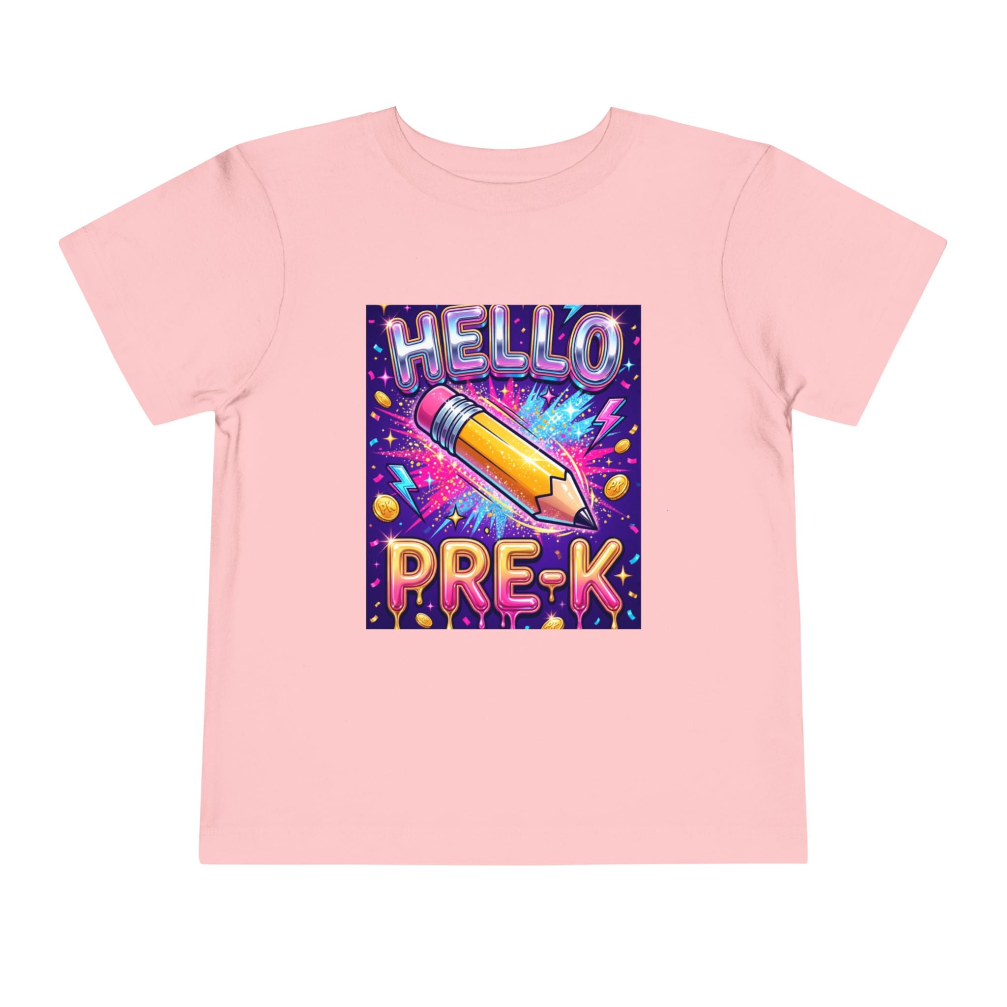 Hello Pre-K Toddler Tee - Bright Pencil Back to School Shirt