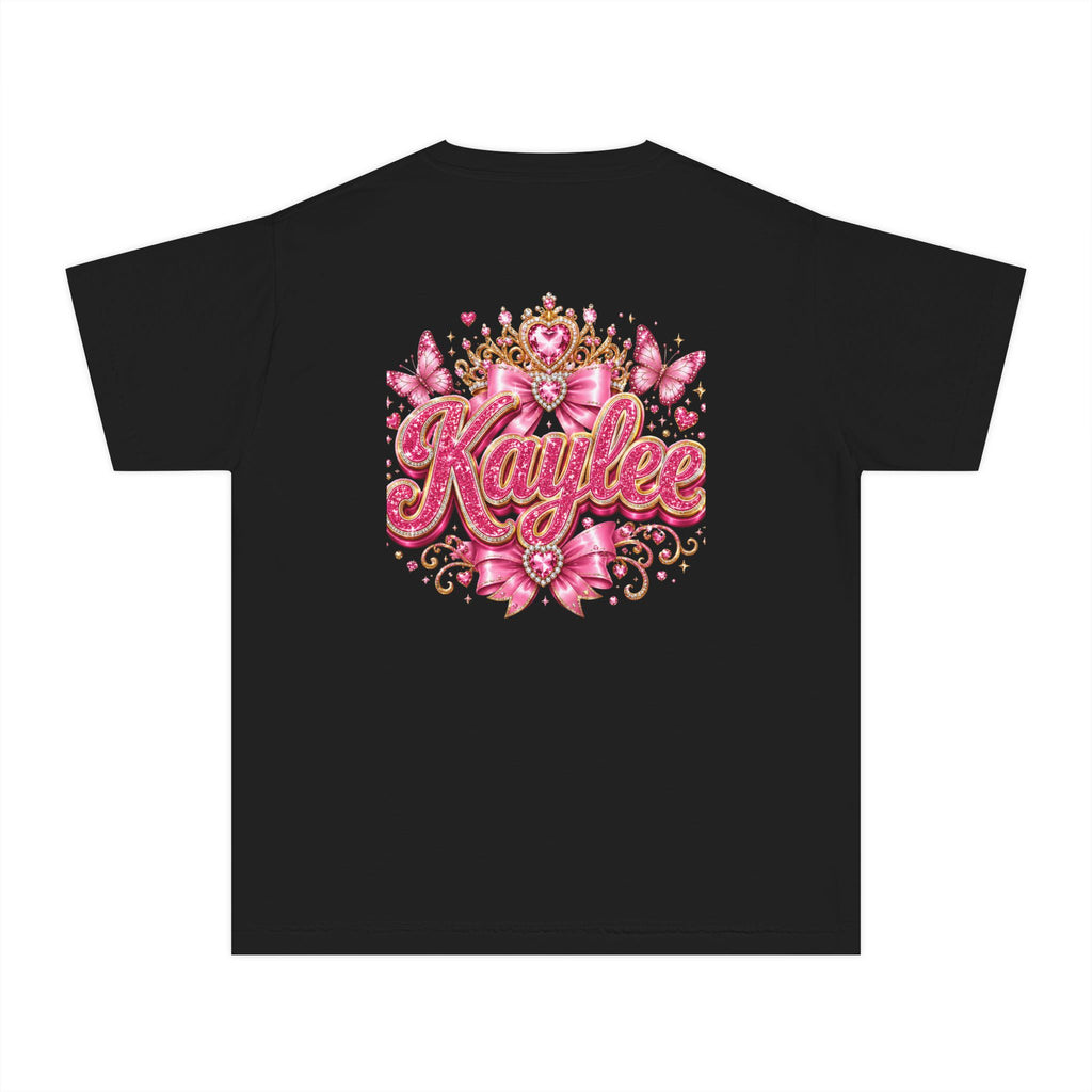 Personalized Princess Birthday Tee — "Kaylee" Glitter Pink 5th Birthday Shirt