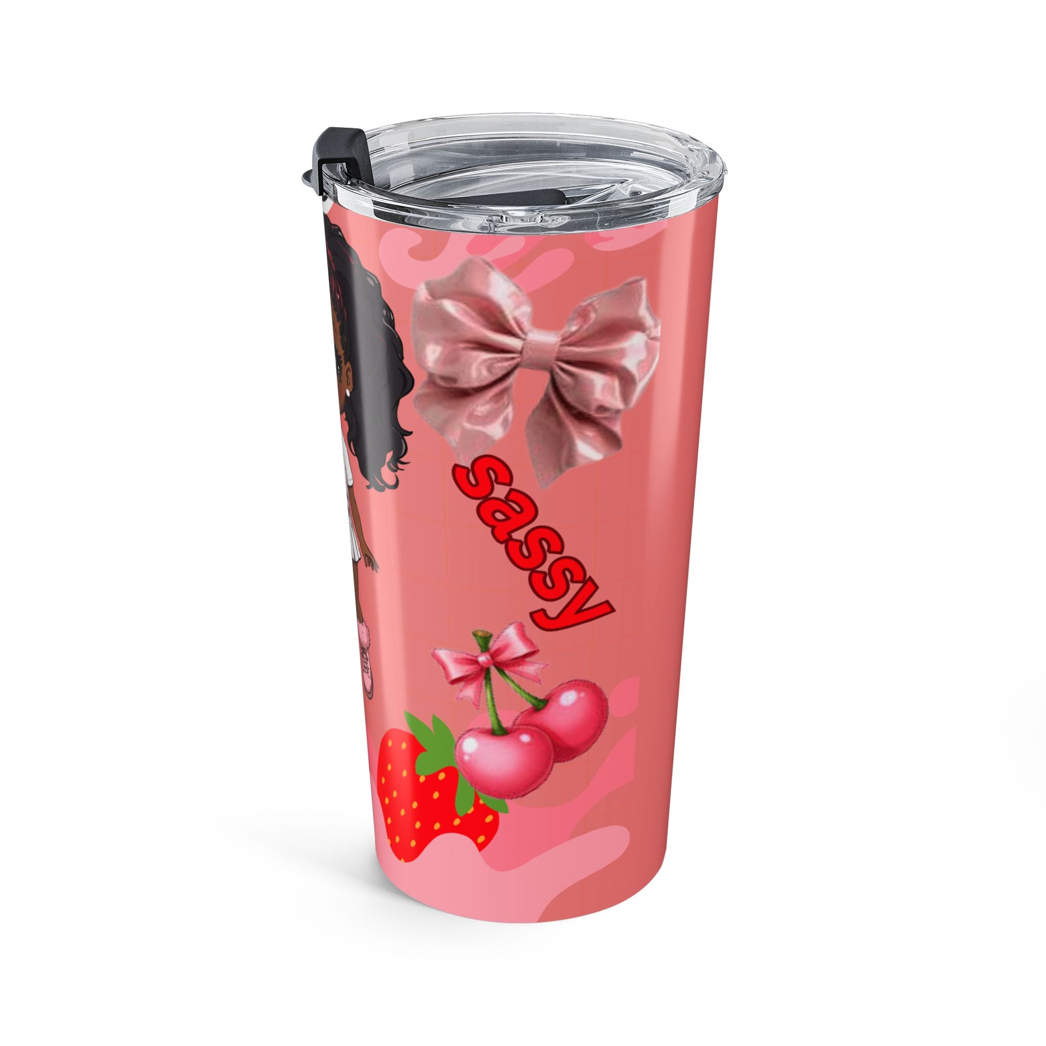 Strawberry Girl 20oz Tumbler — Cute Pink Character Stainless Travel Cup