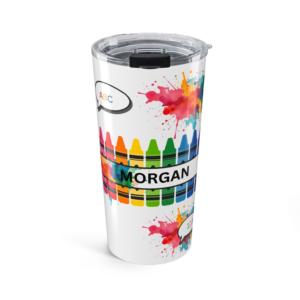 Personalized Crayon Rainbow 20oz Tumbler — Custom Name Teacher Gift