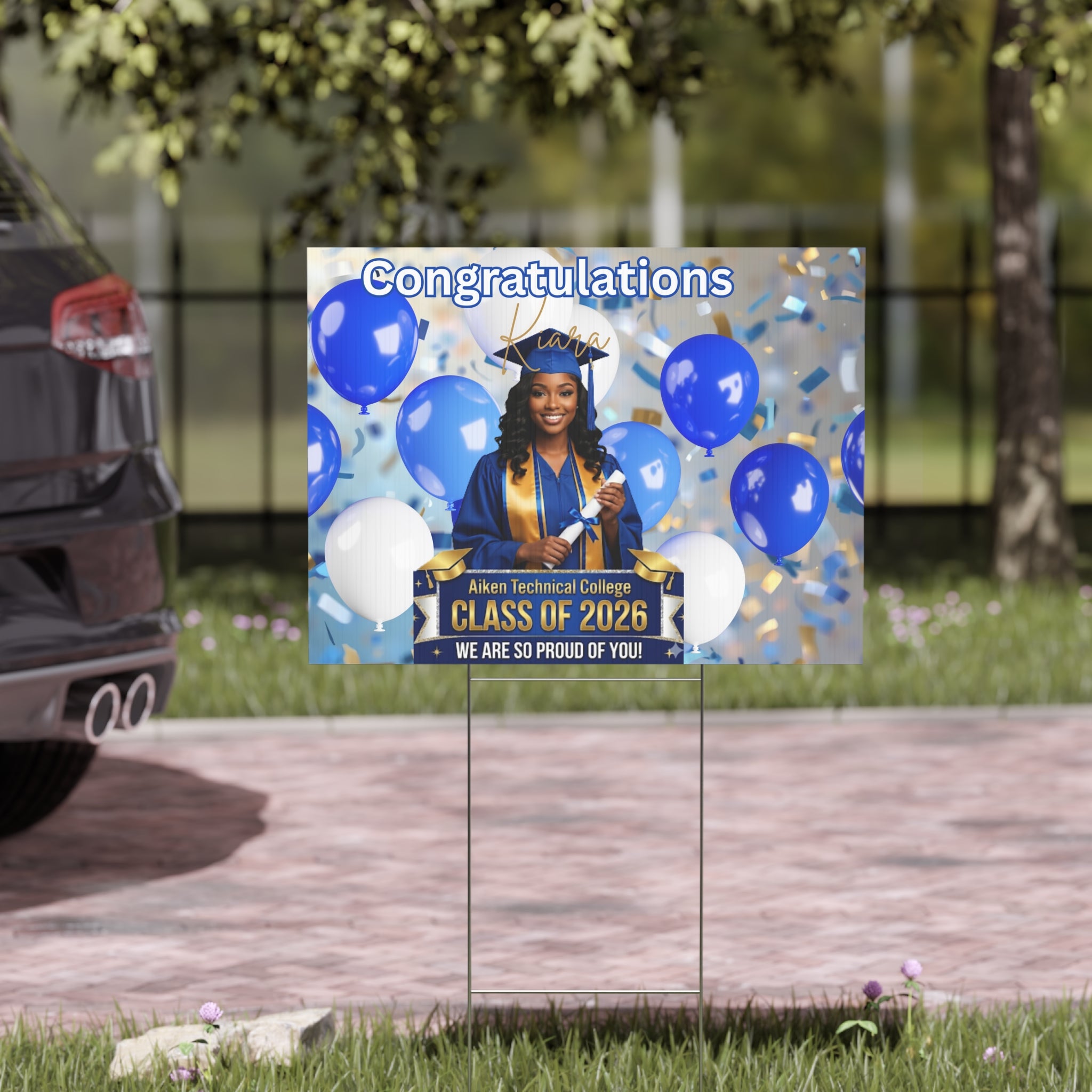 Graduation Yard Sign - "Congratulations" Class of 2026 Personalized Photo Sign
