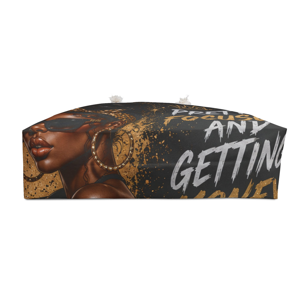 Pretty Focused and Fearless Weekender Bag — Black Gold Afro Chic Travel Tote