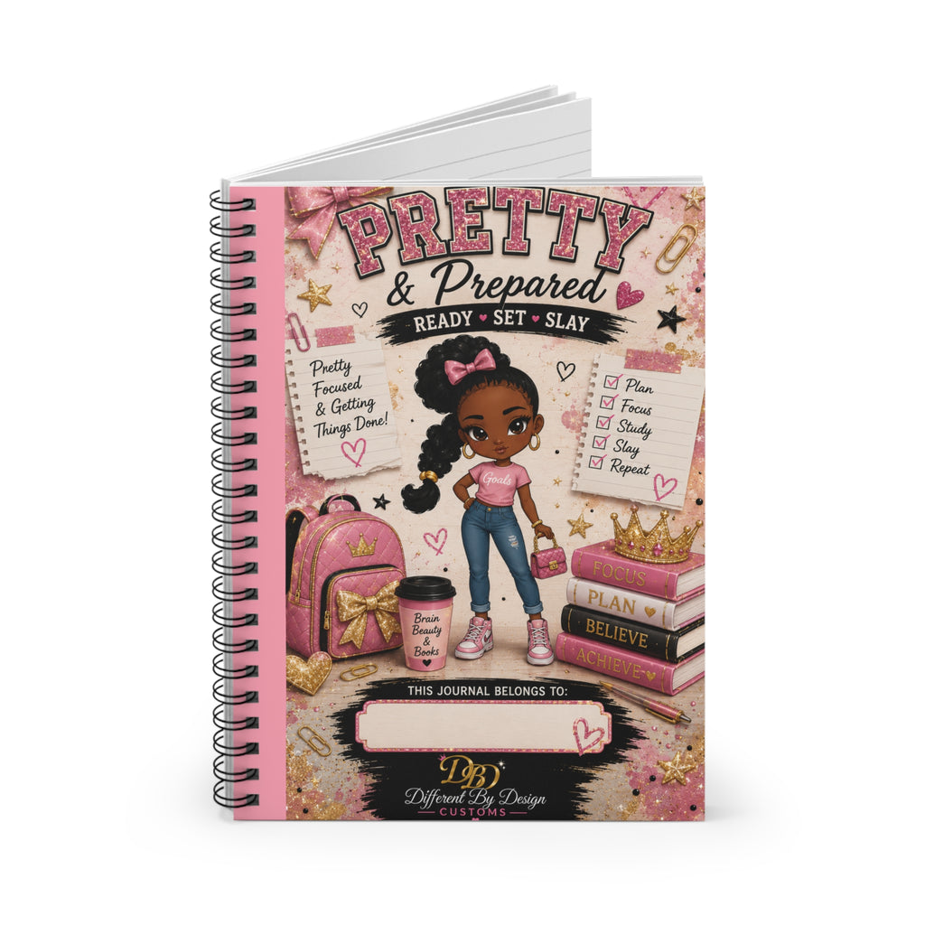Pretty & Prepared Spiral Notebook — "Ready • Set • Slay" Ruled Journal for Girls