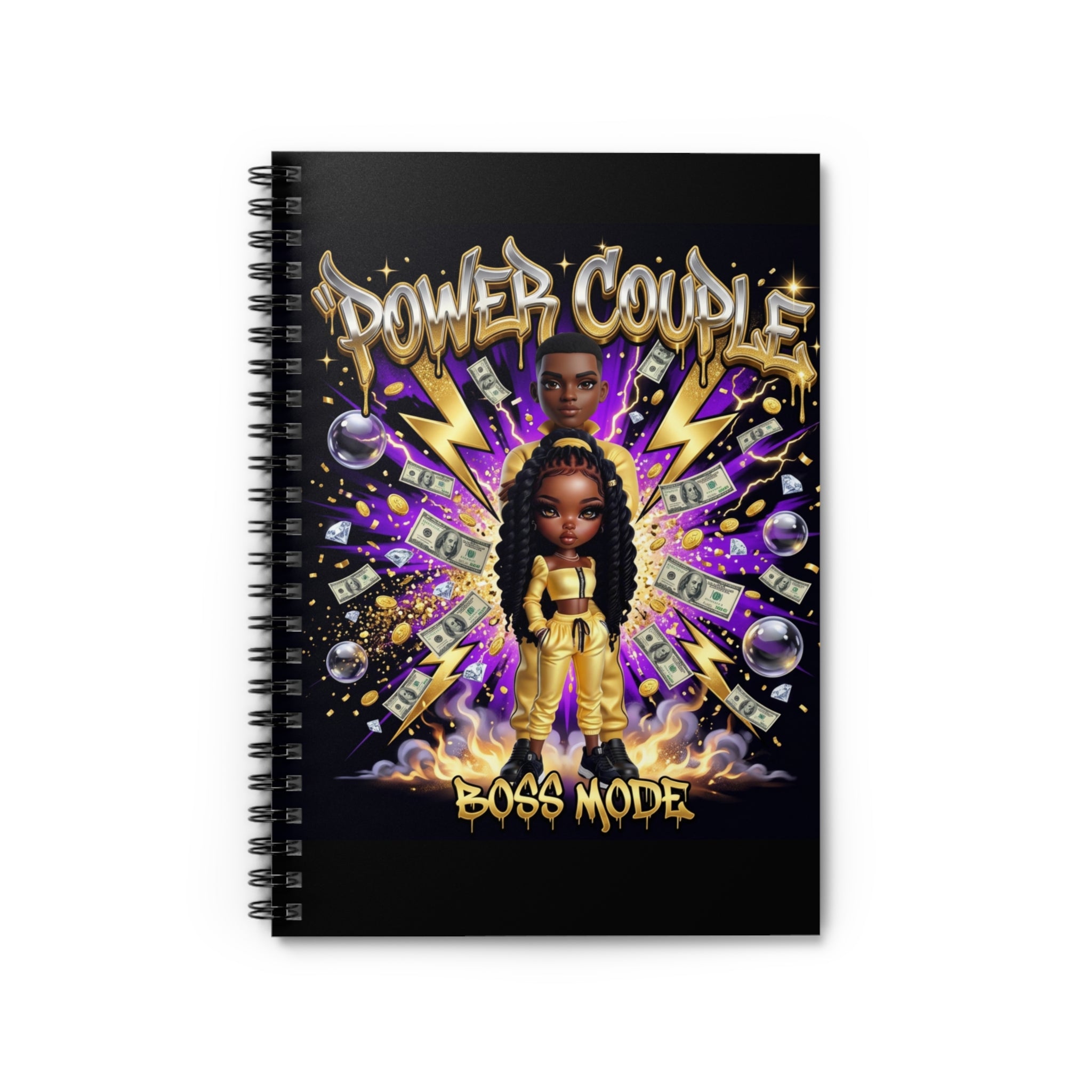 Power Couple Boss Mode Spiral Notebook – Afrocentric Motivational Journal