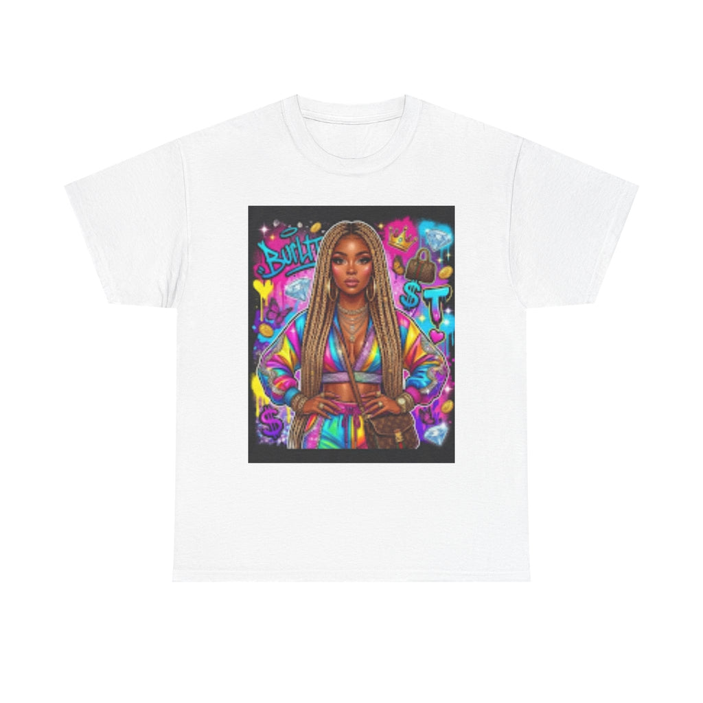 Afro Goddess Portrait Tee — Colorful Empowerment Graphic T-Shirt