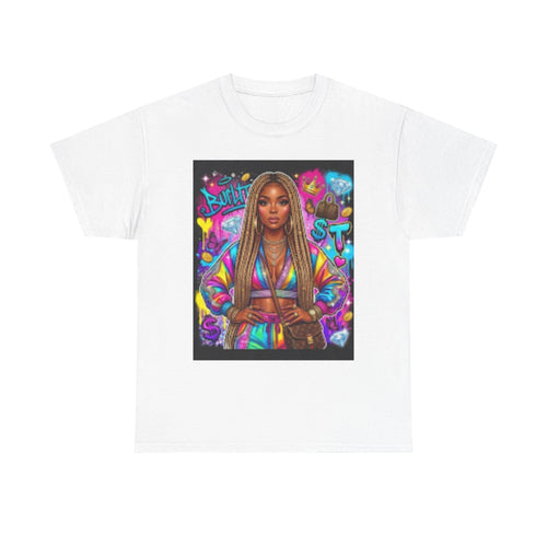 Afro Goddess Portrait Tee — Colorful Empowerment Graphic T-Shirt