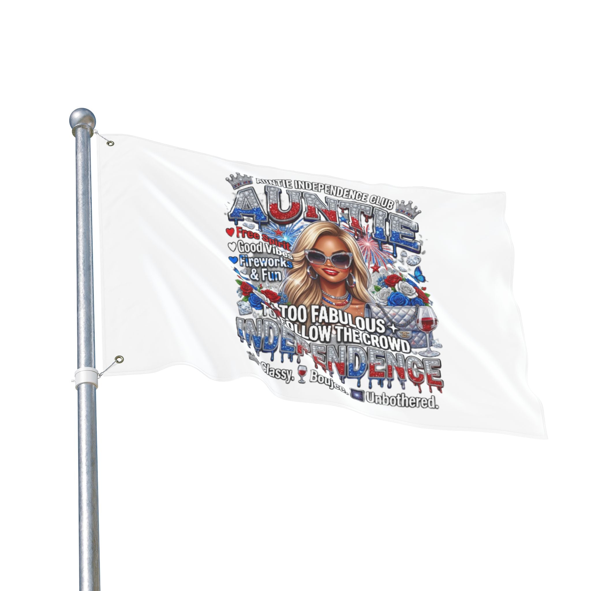 Auntie Independence Flag — "Too Fabulous to Follow the Crowd" Double-Sided Garden Flag