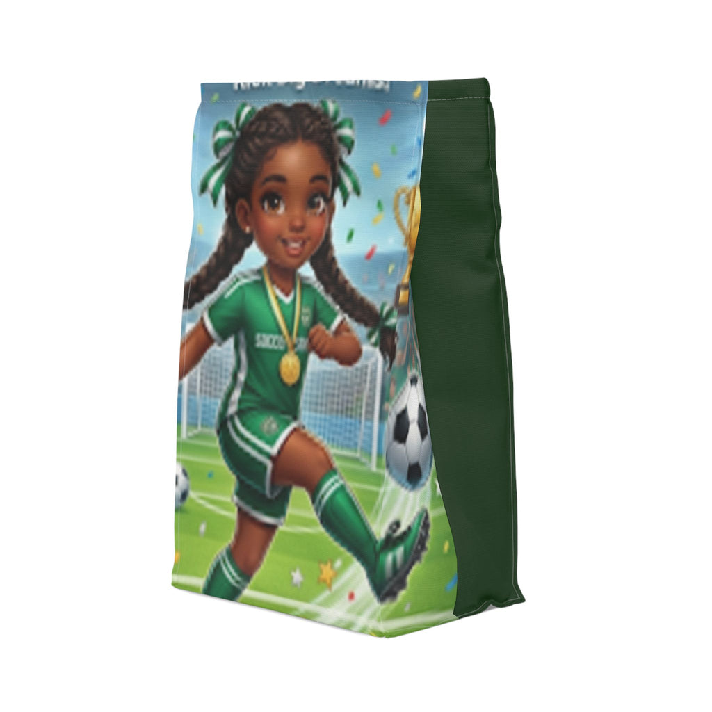 Girls' Soccer Polyester Lunch Bag — Cheerful Goal-Scorer Design