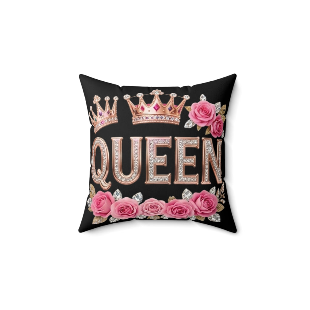 Queen Decorative Pillow — Rose Crown Accent Pillow for Her
