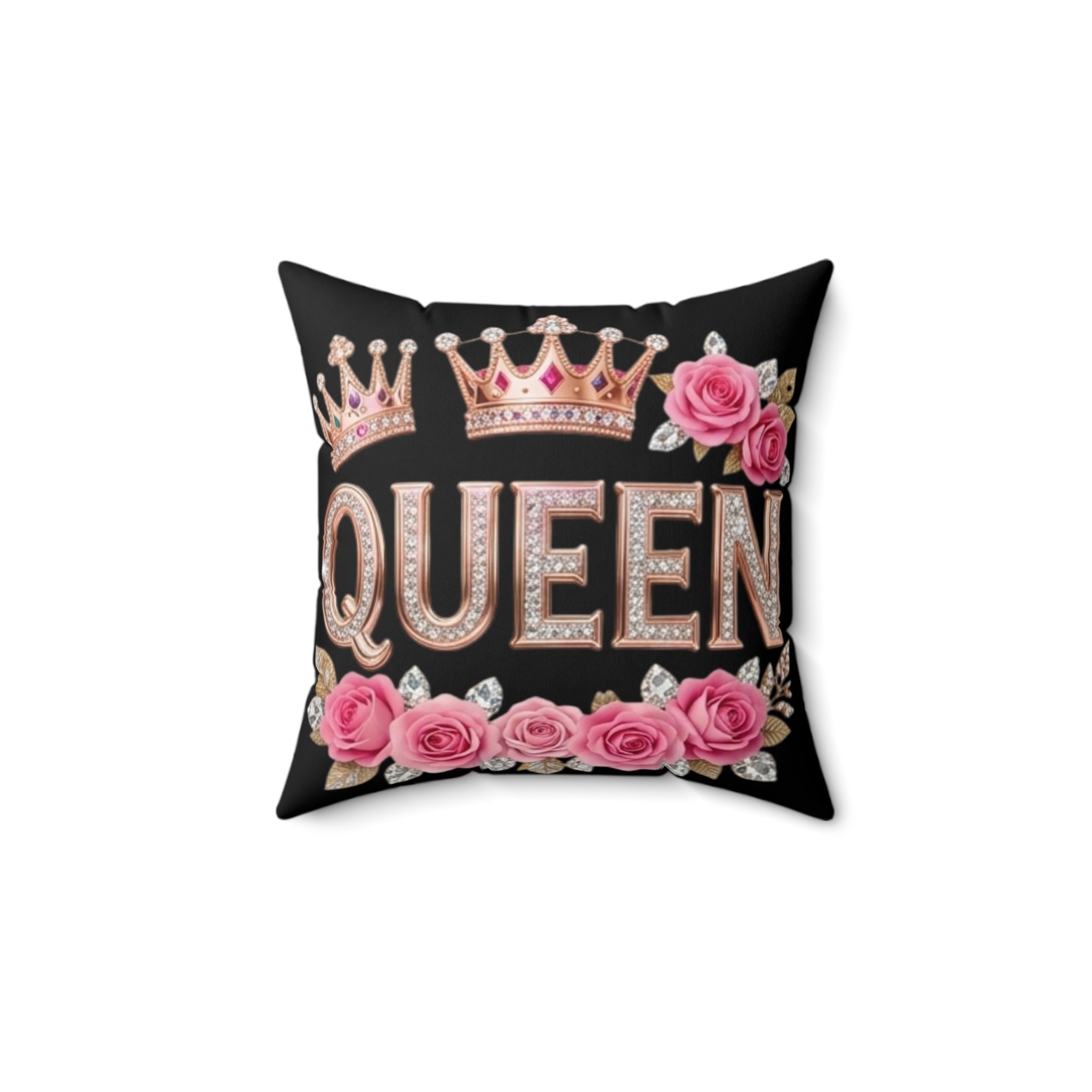 Queen Decorative Pillow — Rose Crown Accent Pillow for Her
