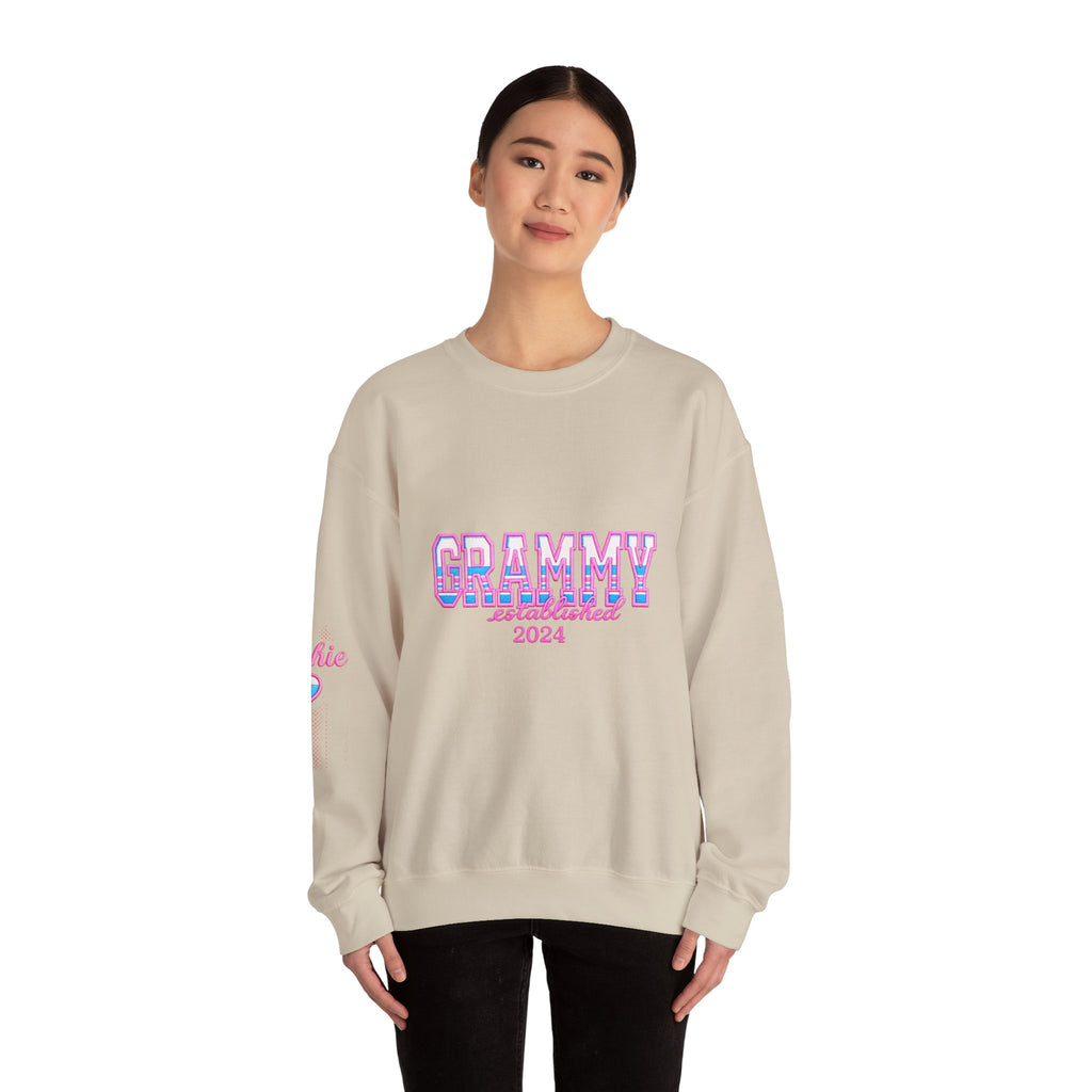 Grammy Established 2024 Crewneck Sweatshirt — Pink & Blue Retro Family Gift