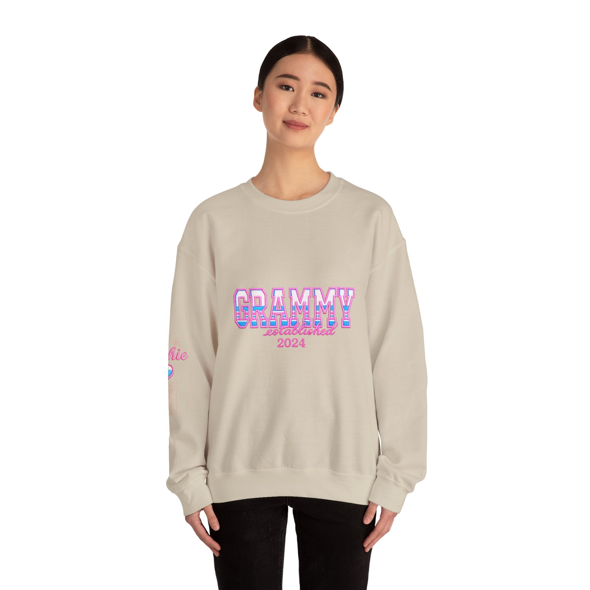 Grammy Established 2024 Crewneck Sweatshirt — Pink & Blue Retro Family Gift