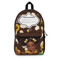 Cute Sunflower Composition Book Backpack — Brown Kids School Bag with Little Girl Design