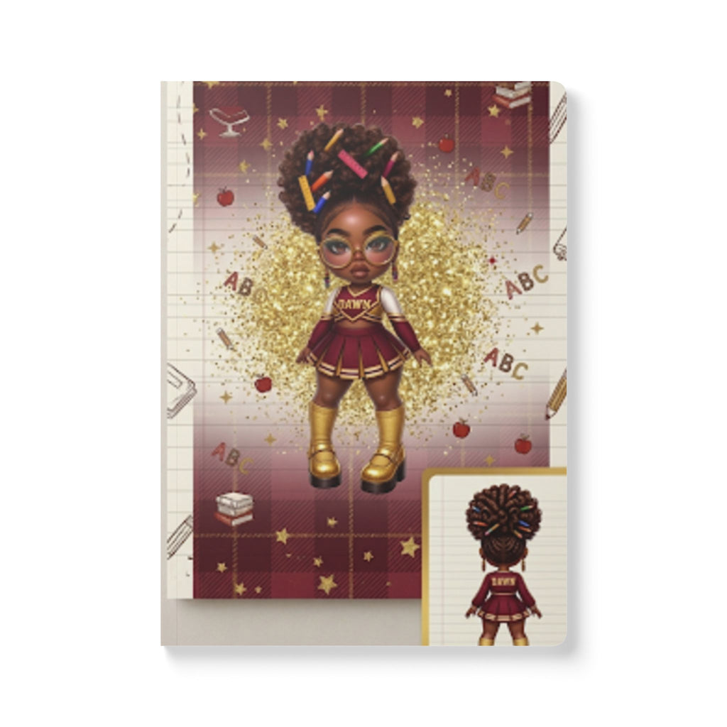 Cheerleader Girl Softcover Journal — Back-to-School Notebook with ABC Design