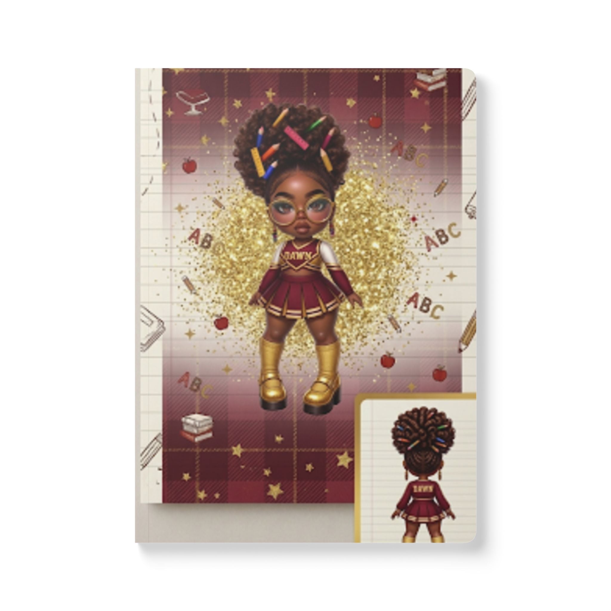Cheerleader Girl Softcover Journal — Back-to-School Notebook with ABC Design