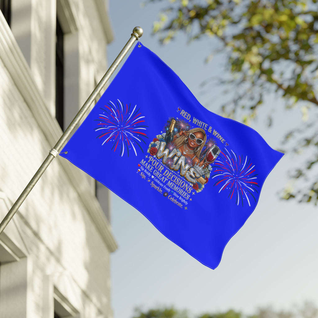 Wine Lover Patriotic Flag — “Red, White & Wine” Double-Sided Outdoor/Patio Banner