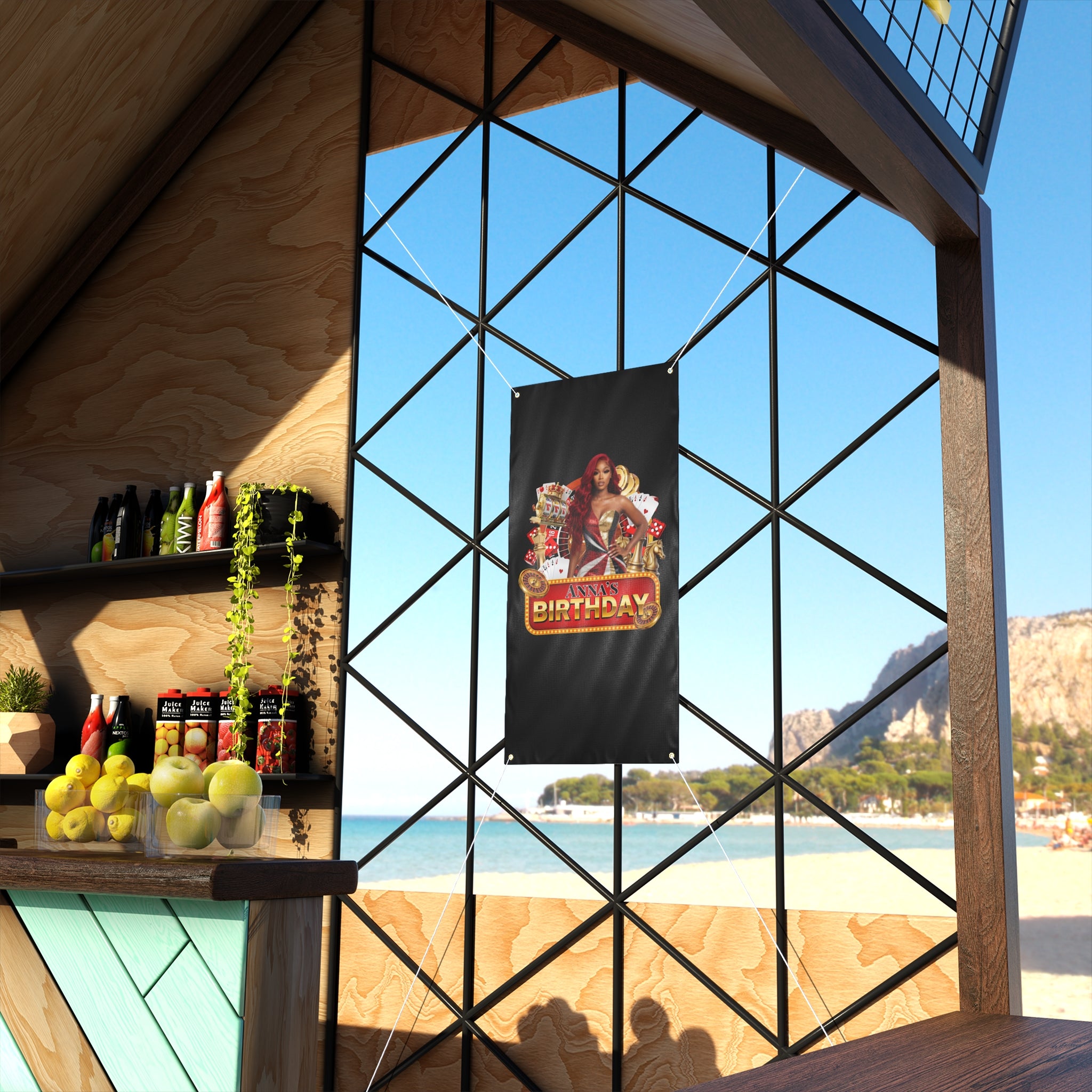 Casino Party Banner — Personalized "Anna's" Vegas Glam Casino Sign