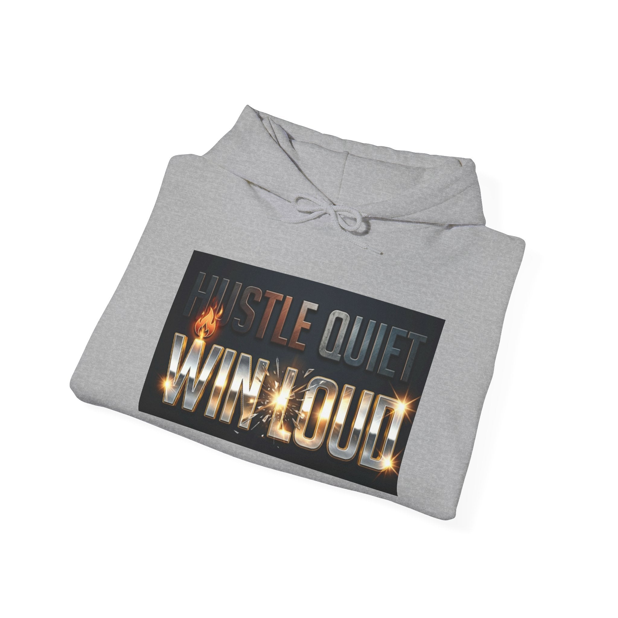 Hustle Quiet Win Loud Hoodie — Motivational Graphic Hooded Sweatshirt
